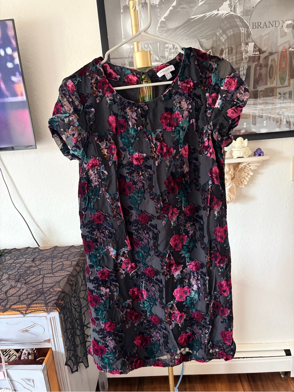Vintage Velvet Grungecore Floral Dress size 6